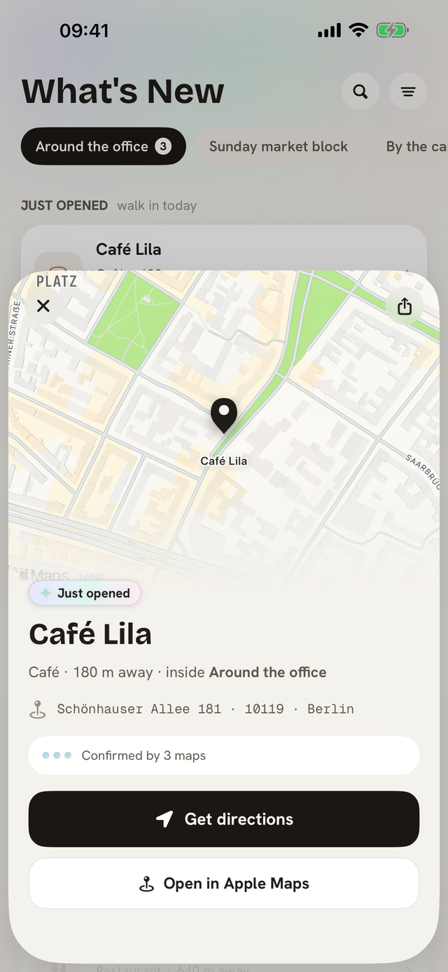 A place card with directions and sharing